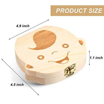 2 Wooden Baby Tooth Box, Cute Children Tooth Storage Container Kids Keepsake Organizer Gift Tooth Saver Box with Tweezers and Lanugo Bottle to Keep The Childhood Memory (Girl and Boy)
