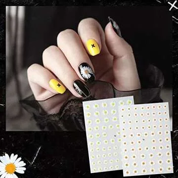 12 Sheets Flower Nail Art Stickers, Adhesive Nail Decals Daisies Flowers Mix DIY Design Spring Summer Nail Decoration Accessories for Girl Women