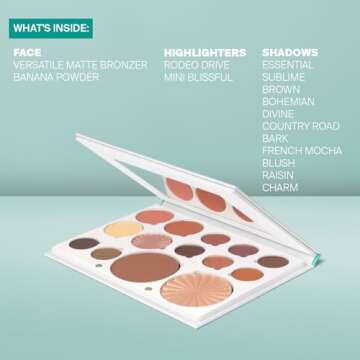 Pro Palette Boho - 4-in-1 Full Face Makeup Palette with Blush, Eyeshadows, Highlighter, Bronzer, Banana Powder - Powder Makeup Palette with an Mirror - Travel-Friendly, Cruelty-Free, Refillable Pans