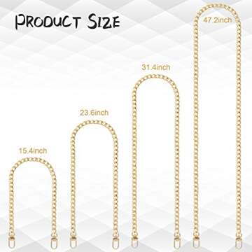 4 Pieces Different Sizes Iron Replacement Flat Chains Iron, Metal Chain Strap for DIY Purse Handbag ...