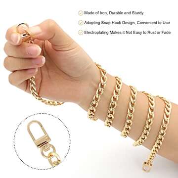 4 Pieces Different Sizes Iron Replacement Flat Chains Iron, Metal Chain Strap for DIY Purse Handbag Shoulder Crossbody Bag Clutch by RAPUDA(15.4 Inch, 23.6 Inch, 31. 4 Inch, 47.2 Inch) Gold