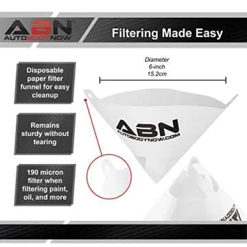 ABN Strainer Cone Funnel with Filter Top 25-Pack – Disposable 190 Micron Fine Nylon Mesh –Paint, Automotive, & More