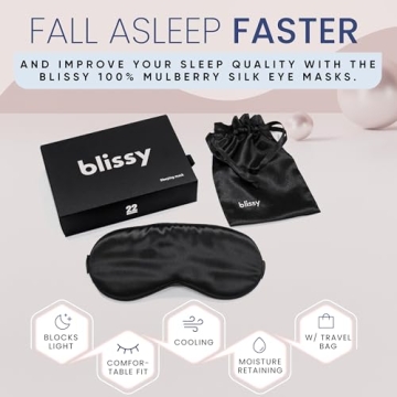 Blissy Silk Sleep Mask - Luxurious Silk Eye Cover for Sleep