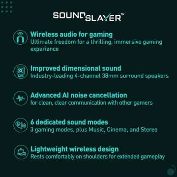 Panasonic SoundSlayer Wireless Wearable Speaker System for Gaming, Movies and Music, Lightweight Nec...
