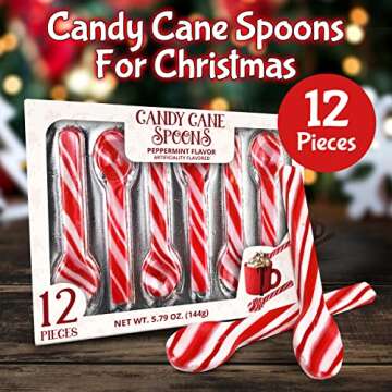 Peppermint Spoons – Pack of 12 Stunning Candy Cane Spoons – Perfect Christmas Candy – Deliciou...