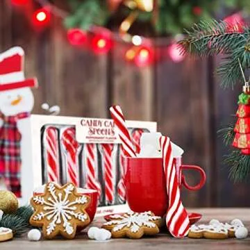 Peppermint Spoons – Pack of 12 Stunning Candy Cane Spoons – Perfect Christmas Candy – Delicious and Colorful Peppermint Candy – Ideal for Hot Chocolate on Christmas Eve