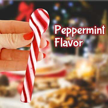 Peppermint Spoons – Pack of 12 Stunning Candy Cane Spoons – Perfect Christmas Candy – Delicious and Colorful Peppermint Candy – Ideal for Hot Chocolate on Christmas Eve