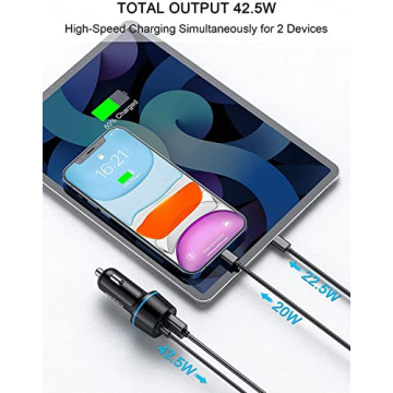 QGeeM USB C Car Charger - Fast Charging for All Devices