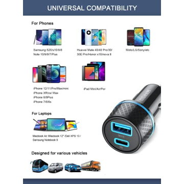 QGeeM USB C Car Charger - Fast Charging for All Devices