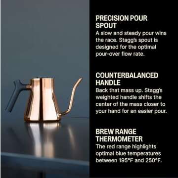 Fellow Stagg Stovetop Pour-Over Coffee and Tea Kettle - Gooseneck Teapot with Precision Pour Spout, ...