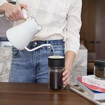 Fellow Stagg Stovetop Pour-Over Coffee and Tea Kettle - Gooseneck Teapot with Precision Pour Spout, Built-In Thermometer, Matte White, 1 Liter