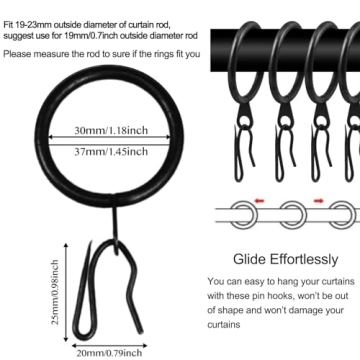 Elegant 40 Pcs Metal Curtain Drapery Rings and Hooks Set