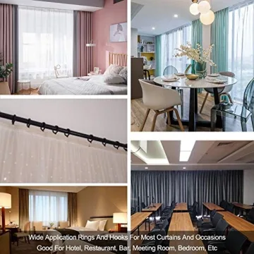 Elegant 40 Pcs Metal Curtain Drapery Rings and Hooks Set