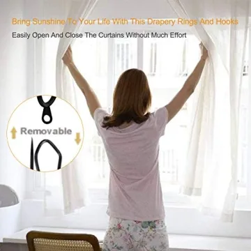 Elegant 40 Pcs Metal Curtain Drapery Rings and Hooks Set