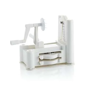 Paderno World Cuisine 3-Blade Vegetable Slicer / Spiralizer, Counter-Mounted and includes 3 Stainless Steel Blades