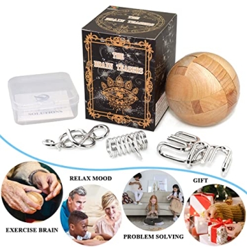KINGOU Wooden Sphere Puzzle - Brain Teasers for All Ages