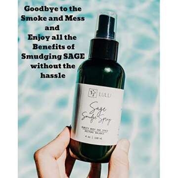 Lulli White Sage Smudge Spray- for Negative Energy Cleansing & Stress Relief, Smokeless Alternative to Herb Bundle Smudging