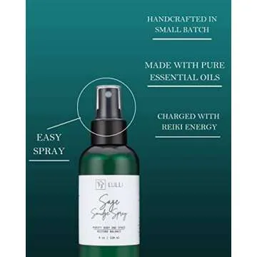 Lulli White Sage Smudge Spray- for Negative Energy Cleansing & Stress Relief, Smokeless Alternative to Herb Bundle Smudging