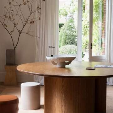 Serax Decorative Tray | Earth interior accessories by Marie Michielssen | Paper Mache Table Decor and Food Display | Round Home and Kitchen Organization | Hosting Essentials | White Trays for eating