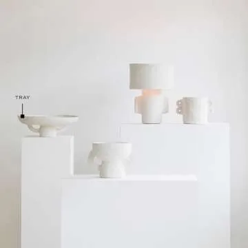 Serax Decorative Tray | Earth interior accessories by Marie Michielssen | Paper Mache Table Decor and Food Display | Round Home and Kitchen Organization | Hosting Essentials | White Trays for eating