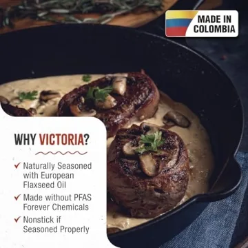 Victoria 12 Inch Cast Iron Skillet Seasoned Frying Pan