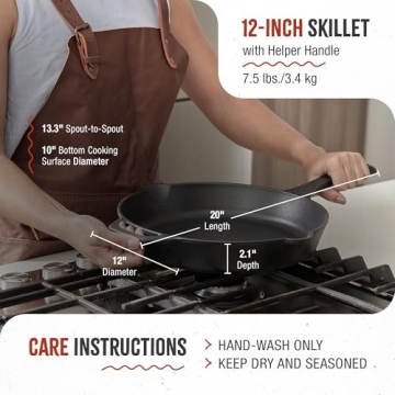 Victoria 12 Inch Cast Iron Skillet Seasoned Frying Pan