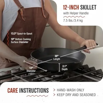 Victoria 12 Inch Cast Iron Skillet Seasoned Frying Pan