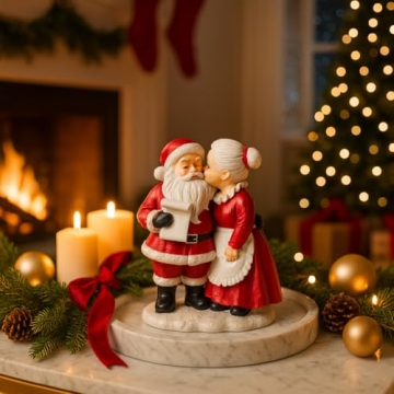 Charming iStatue Mr. & Mrs. Santa Claus Hand-Painted Figurines Set for Christmas Decor