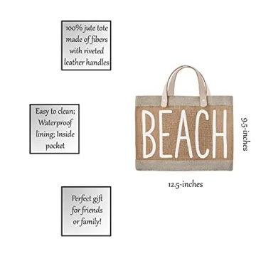 Santa Barbara Design Studio Hold Everything Waterproof Jute Tote Bag, Mini, Beach