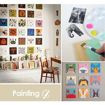 ilauke 5"x 5" Wooden Squares for Crafts, 50 Pcs Unfinished Wood Pieces Blank Balsa Wood Sheets for Crafts Wood Burning Painting Staining Wood Engraving