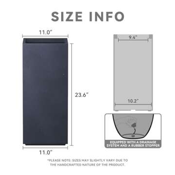 Kante 23.6" H Tall Rectangular Concrete Planter for Home and Garden