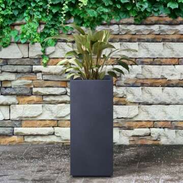 Kante Tall Rectangular Concrete Planter with Drainage