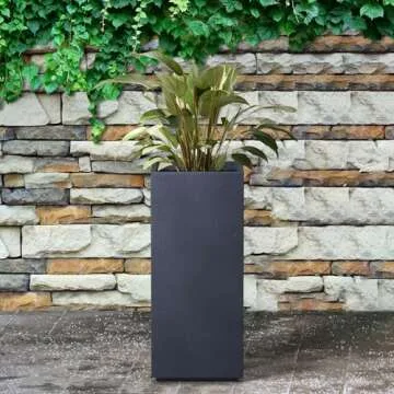 Kante Tall Rectangular Concrete Planter with Drainage