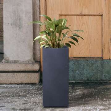 Kante Tall Rectangular Concrete Planter with Drainage