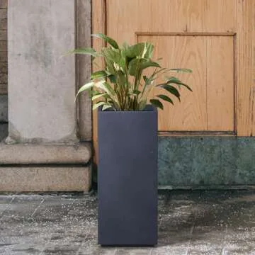 Kante Tall Rectangular Concrete Planter with Drainage