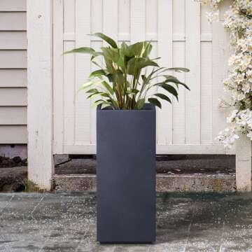 Kante Tall Rectangular Concrete Planter with Drainage