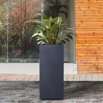 Kante Tall Rectangular Concrete Planter with Drainage