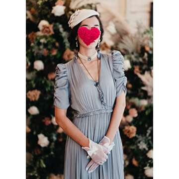 Vivivalue Women Lace Gloves Short Tulle Gloves White Tea Party Gloves Wrist Bridal Gloves Bride Wedding Prom