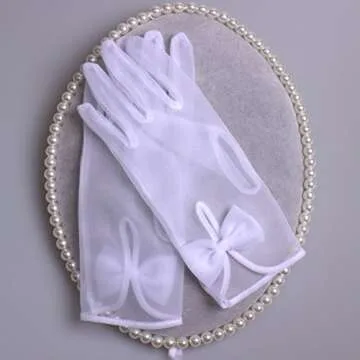 Vivivalue Lace Tulle Short Gloves for Brides and Events