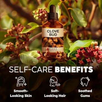 Kukka Clove Oil for Teeth and Gums - 4 Fl Oz - 100% Pure Natural Clove Essential Oil - Steam distilled from Flower Buds for Potency - A Perfect Solution for Oral Care, Hair, Diffuser & DIY Soap Making