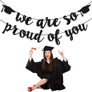 2025 Graduation Banners Black Glitter for Celebrations