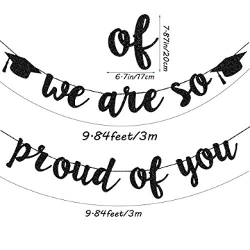 2025 Graduation Banners Black Glitter for Celebrations