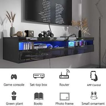 ANTISTA 71 inch Floating TV Stand with LED Lights