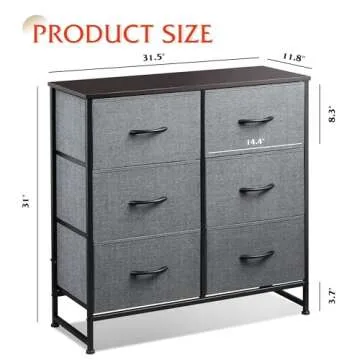 Stylish WLIVE Fabric Dresser, 6 Drawer Storage Chest