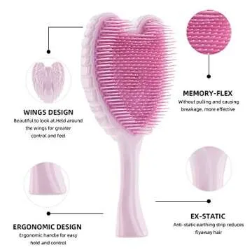 Tangle Angel Cute Brush for All Hair Types, Durable Detangler