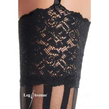Leg Avenue womens Hosiery Lace Thigh Highs pantyhose, Black Stripe, One Size US