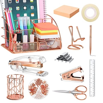 JUOPIEA Desk Organizers and Accessories Office Supplies 12PS Set with Acrylic Stapler, Staple Remove...