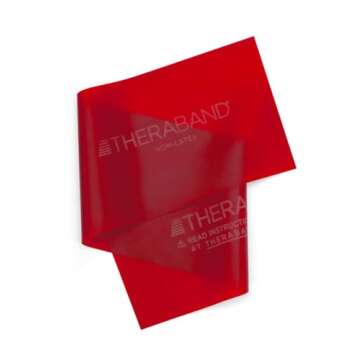 THERABAND Resistance Band 25 Yard Roll, Medium Red Non-Latex Professional Elastic Bands For Upper & Lower Body Exercise Workouts, Physical Therapy, Pilates, & Rehab, Dispenser Box, Level 3