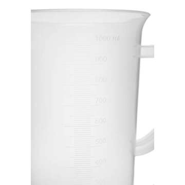 EISCO Plastic Pitcher, 1000mL (1L) - Molded Graduations - Chemical Resistant & Autoclavable Polyprop...