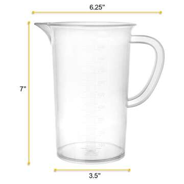 EISCO Plastic Pitcher, 1000mL (1L) - Molded Graduations - Chemical Resistant & Autoclavable Polypropylene - Measuring Jug